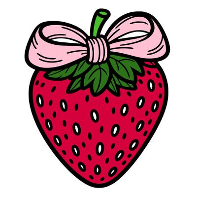 strawberry with a bow on it