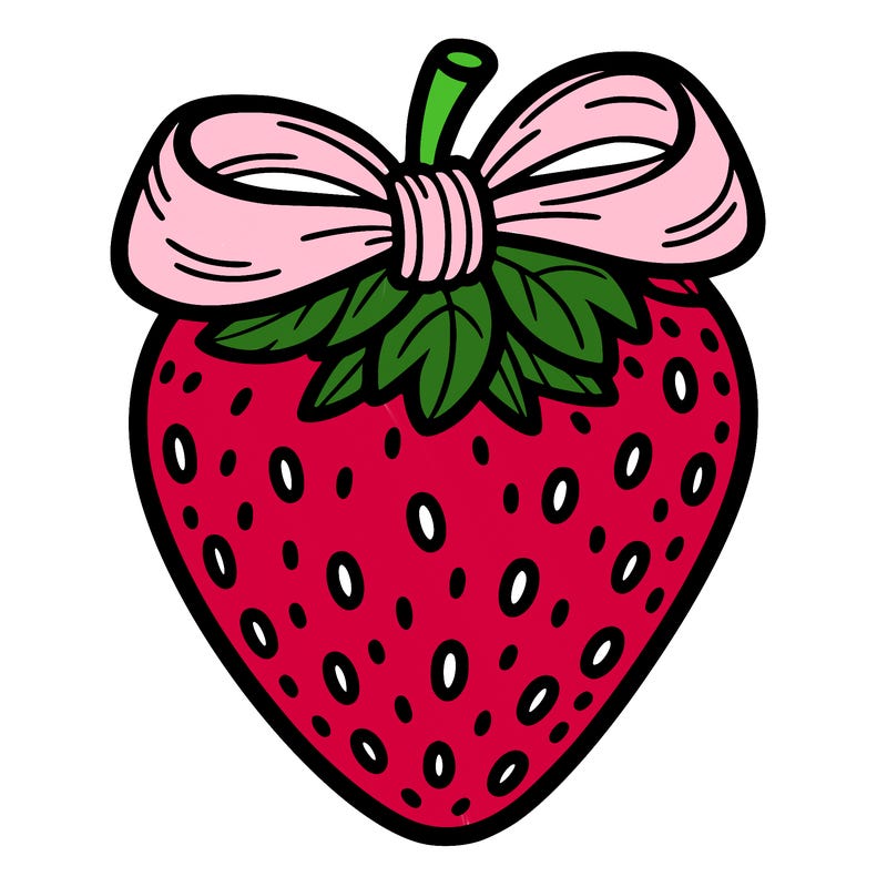 strawberry with a bow on it