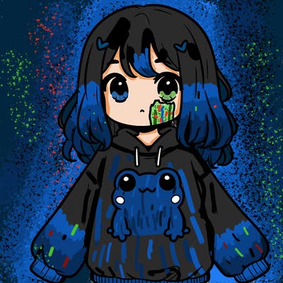 girl wearing frogging sweatshirt