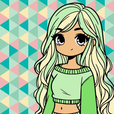 girl with long hair and a crop top with a sweater