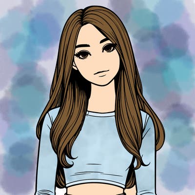 realistic girl with straight hair and a crop top