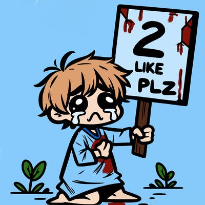 small poor toddler crying with sign that says 2 like plz