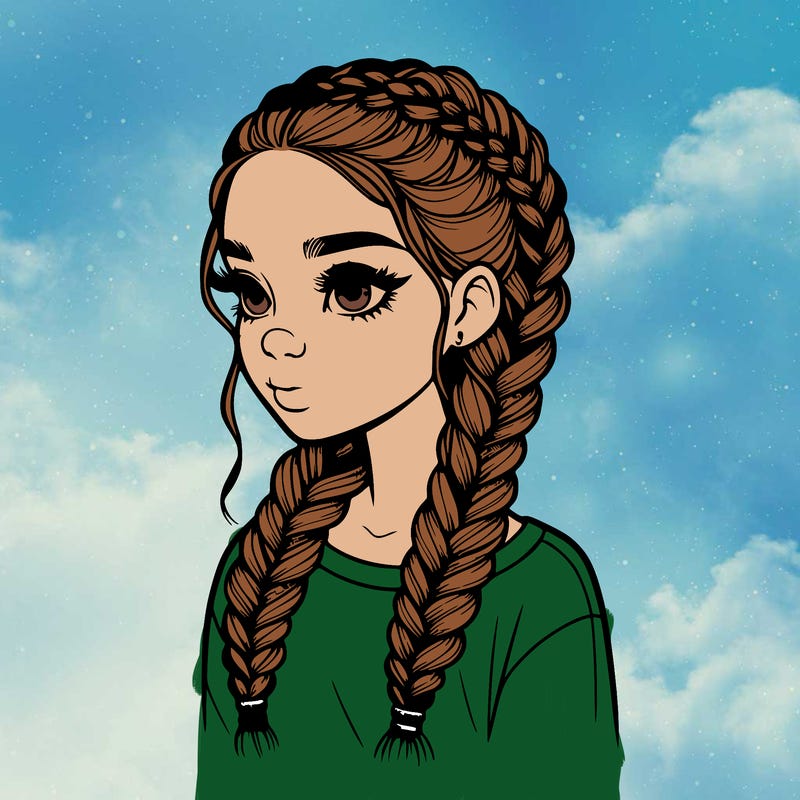 realistic girl with braids