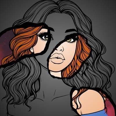 realistic girl with wavy hair and lips