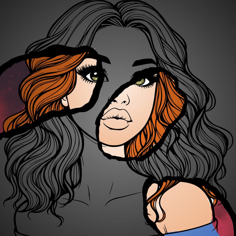 realistic girl with wavy hair and lips