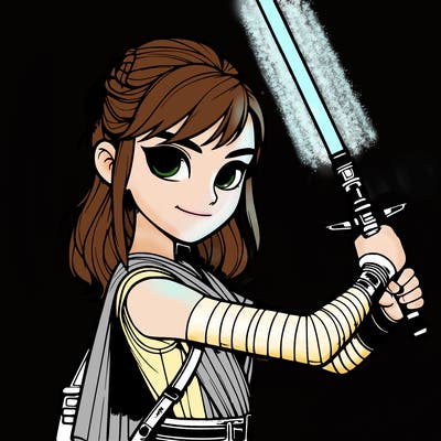 realistic girl with laser sword