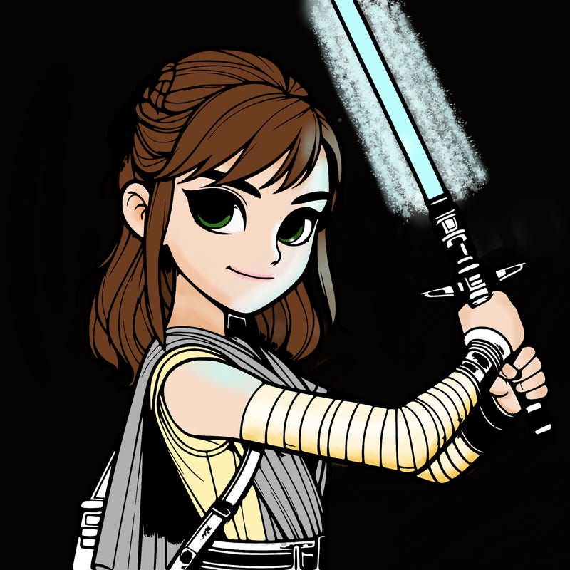 realistic girl with laser sword