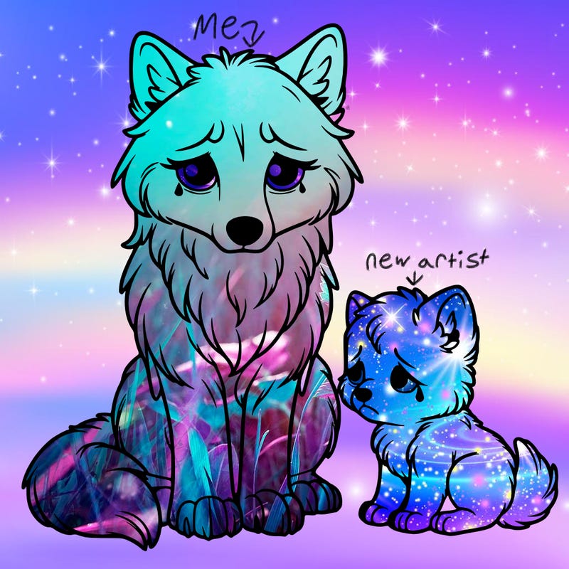 sad wolf pup and it's mother