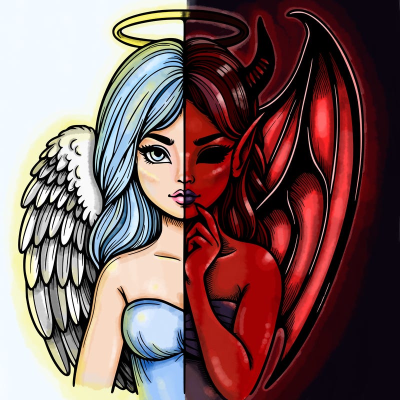 realistic angel half demon