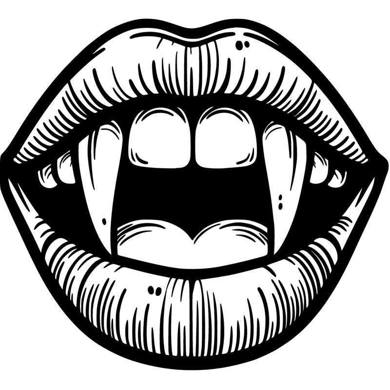 lips with vampire teeth