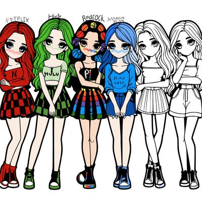 a group of girls realistic