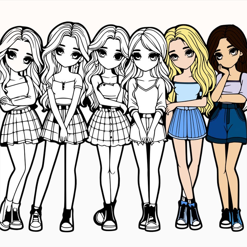 a group of girls realistic