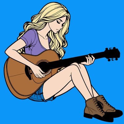realistic woman play guitar