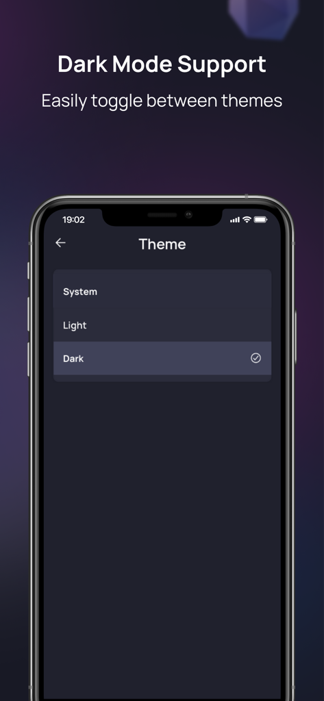 Screenshot of the Enjin NFT Crypto Wallet app theme selection menu showing dark mode support