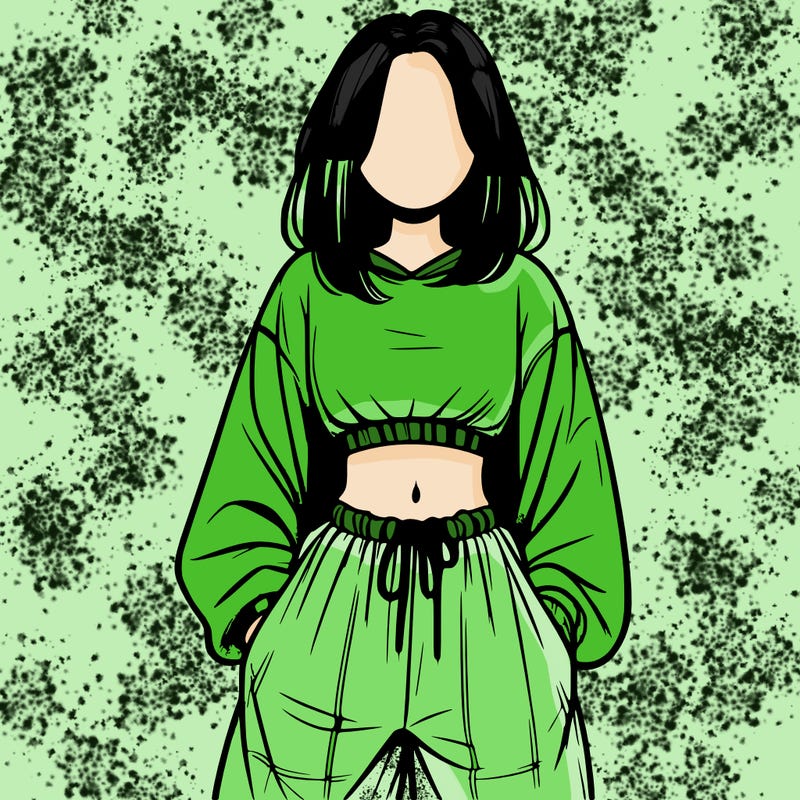 realistic girl faceless with baggy pants and a crop top