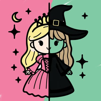 split princess and witch