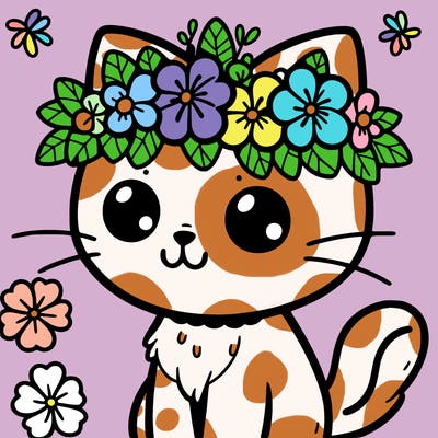 kitty wearing a flower crown