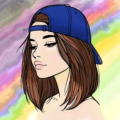 realistic  girl with a backwards hat