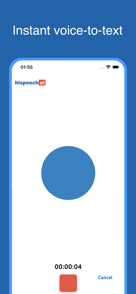 hispeech.ai - Armenian STT - Interface do aplicativo hispeech.ai mostrando uma sessão de gravação de voz para conversão instantânea de texto em armênio