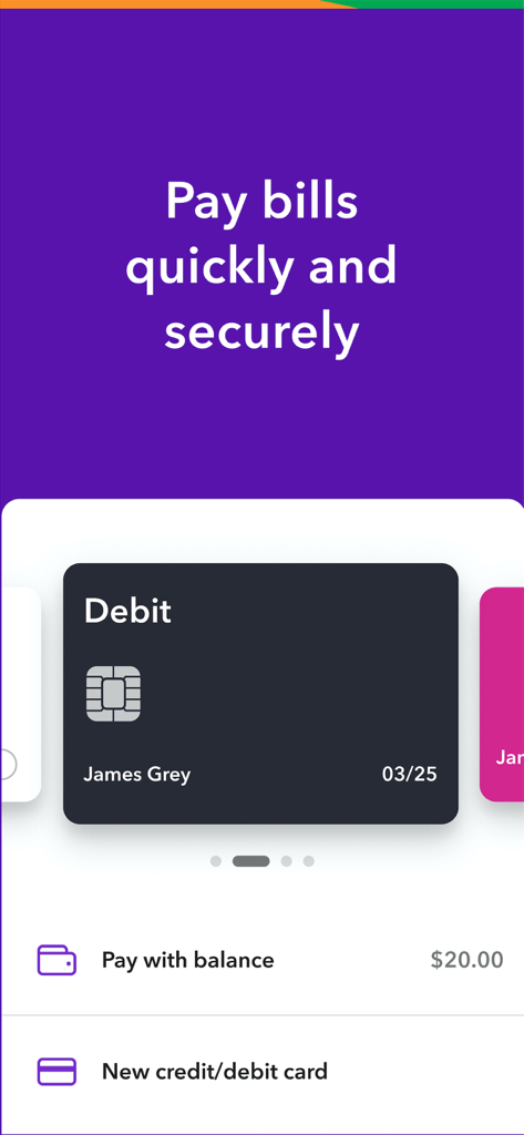 Spark NZ app interface for secure bill payments with stored card options