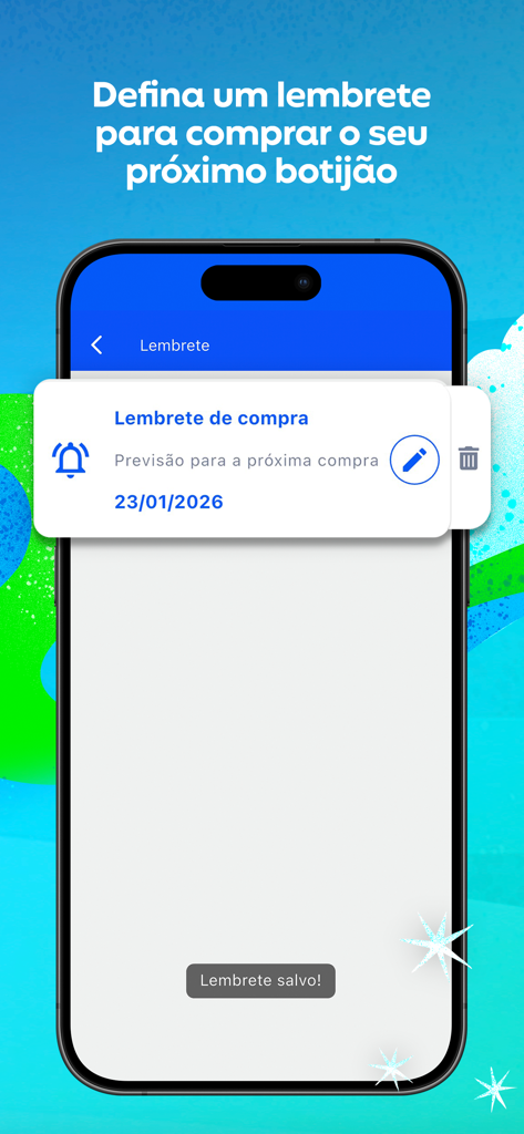 Ultragaz: Peça botijão - Smartphone display of the Ultragaz app featuring a purchase reminder for a gas cylinder