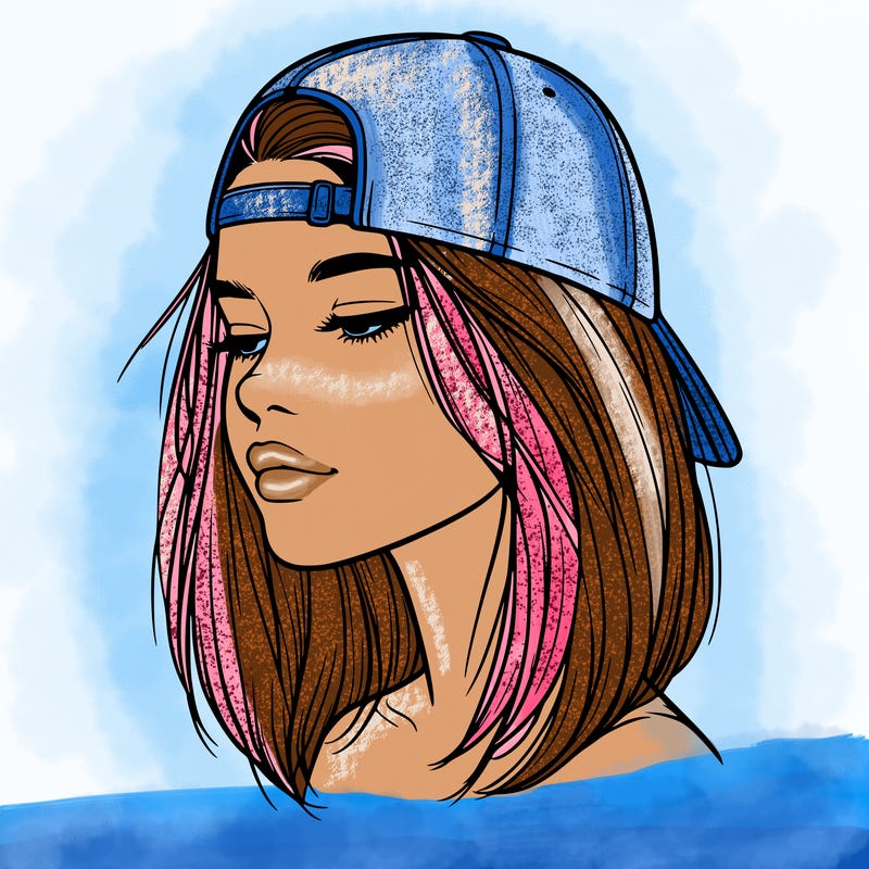 realistic  girl with a backwards hat