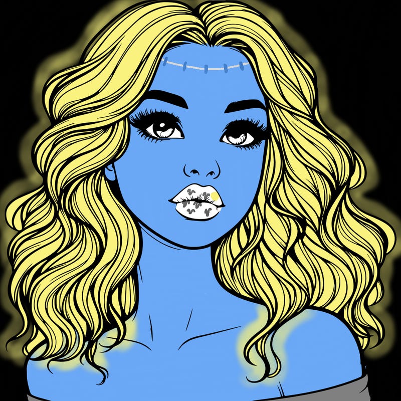 realistic girl with wavy hair and lips