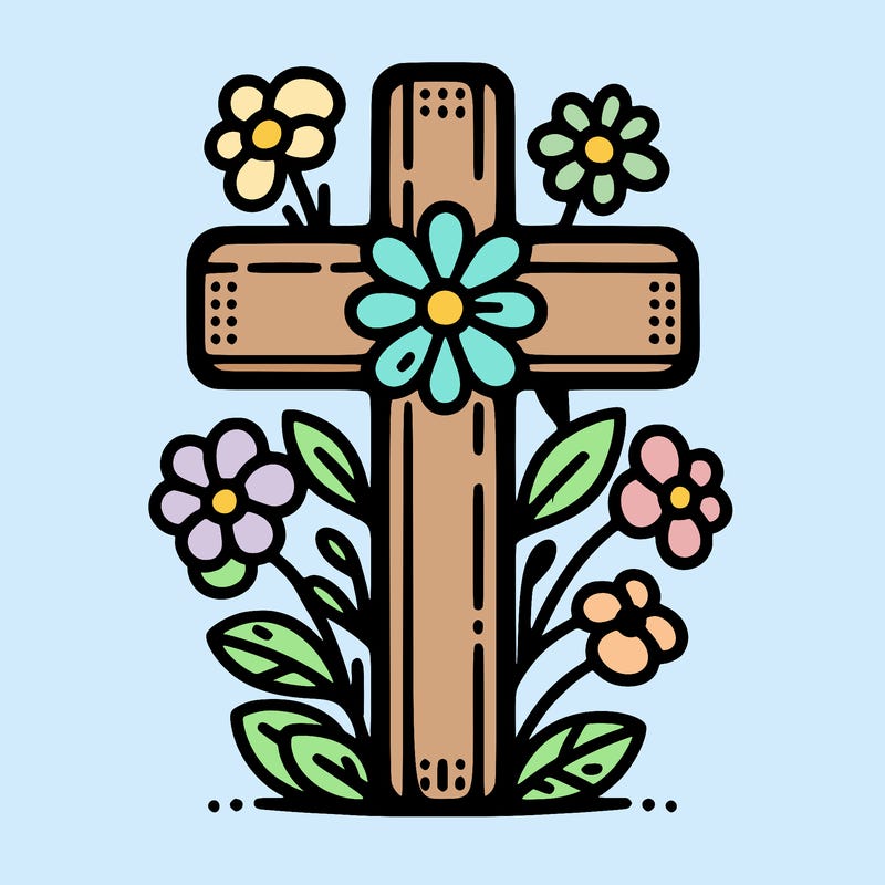 the cross with flowers