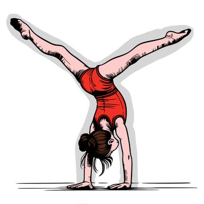 realistic gymnastic hand stand girl in four splits