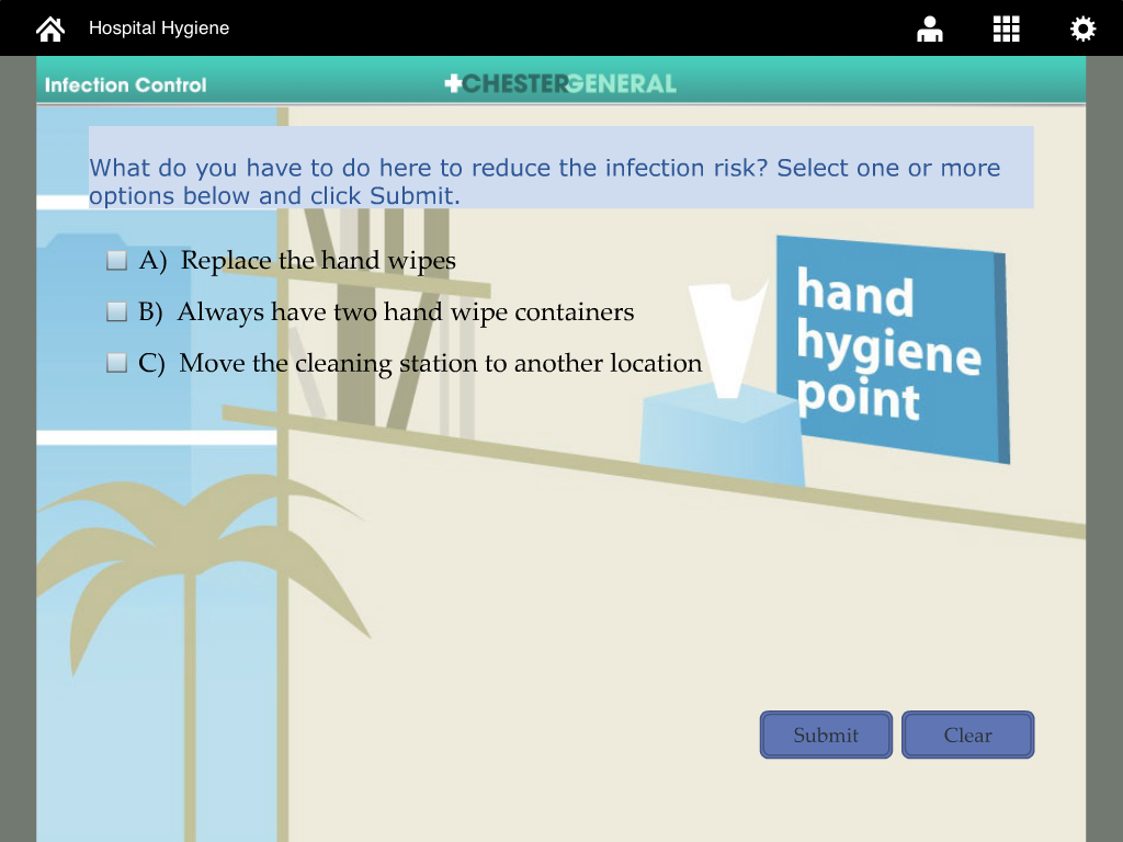 Adobe Presenter - Ein interaktives Quiz zur Krankenhaushygiene in der Adobe Presenter iPad-App.
