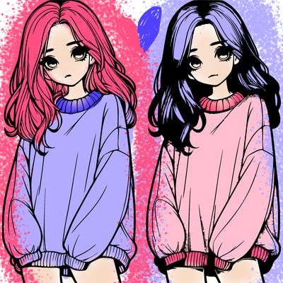 realistic girl with baggy sweater