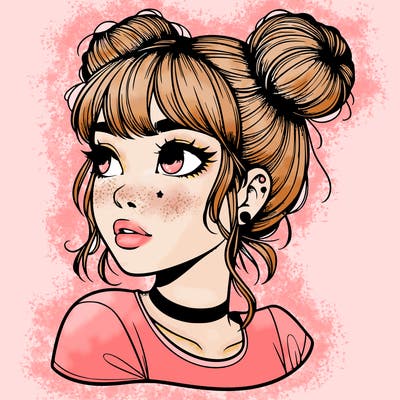 realistic girl with spacebuns