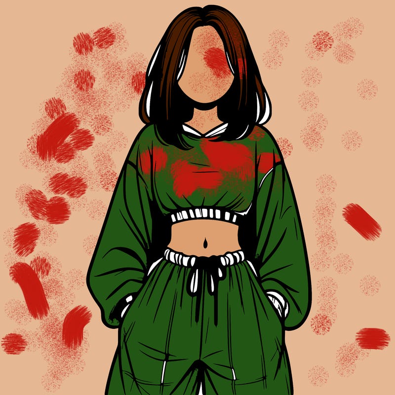 realistic girl faceless with baggy pants and a crop top