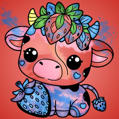cute strawberry cow
