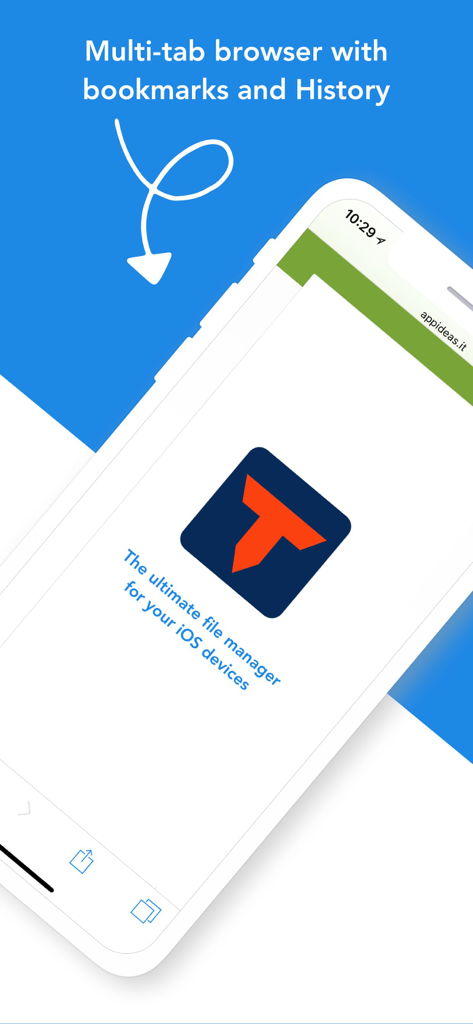 Navegador multitab de la app Total Files con marcadores e historial