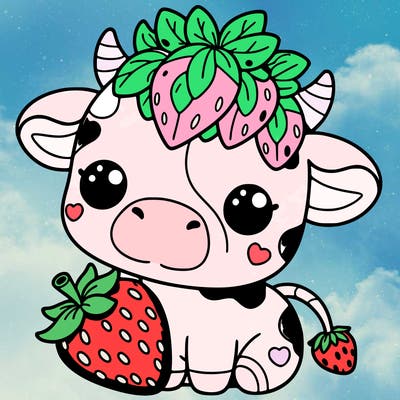 cute strawberry cow