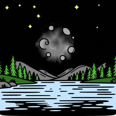 moonlight shining on a lake