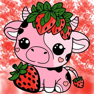 cute strawberry cow