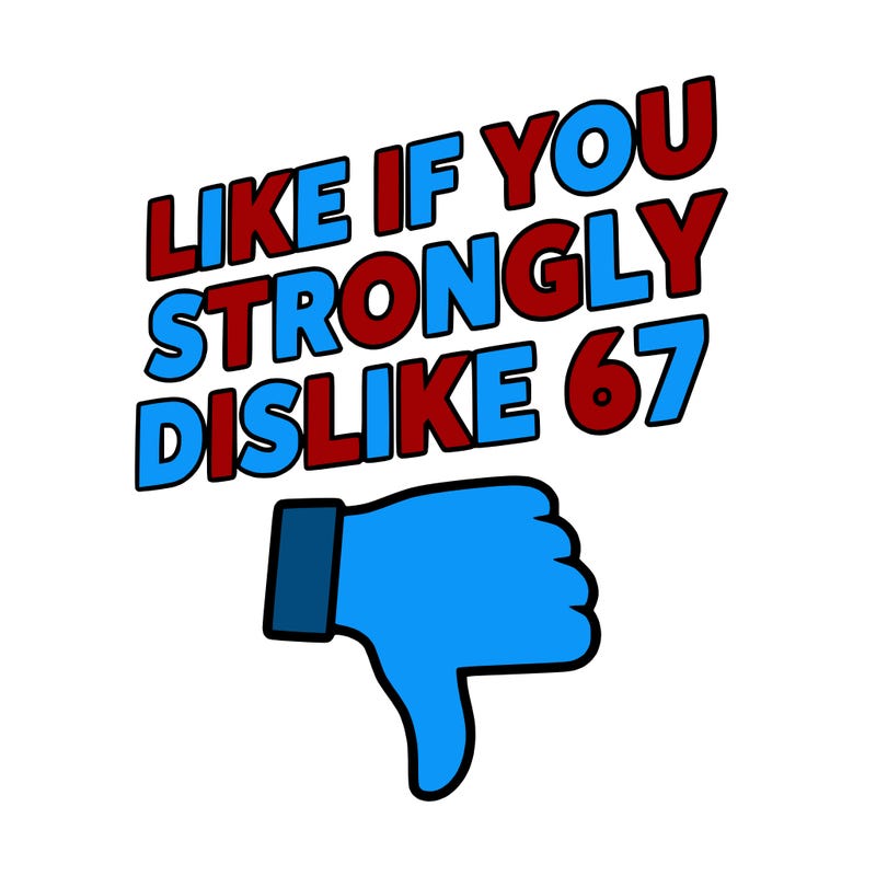 like if you strongly dislike 67