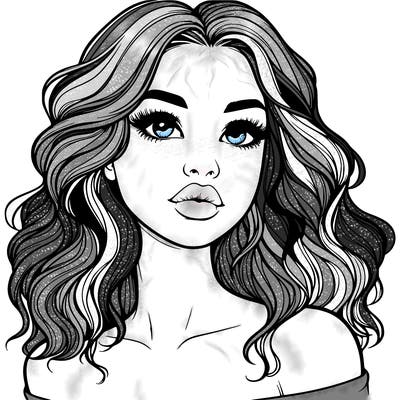 realistic girl with wavy hair and lips