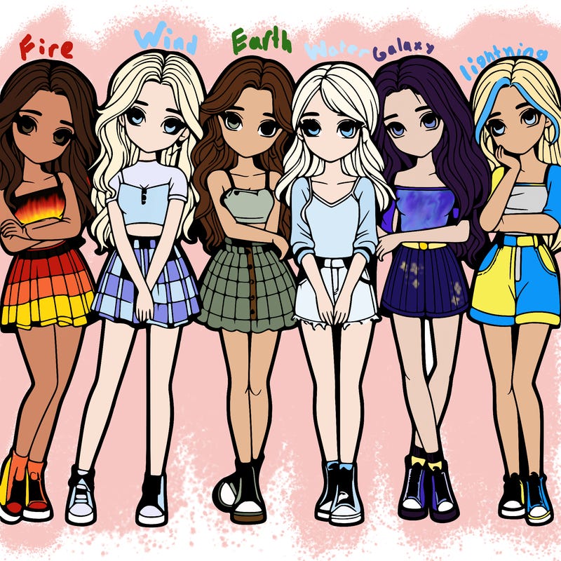 a group of girls realistic