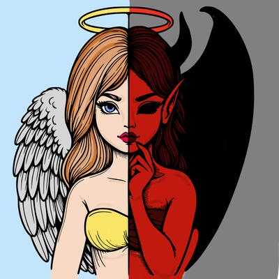 realistic angel half demon