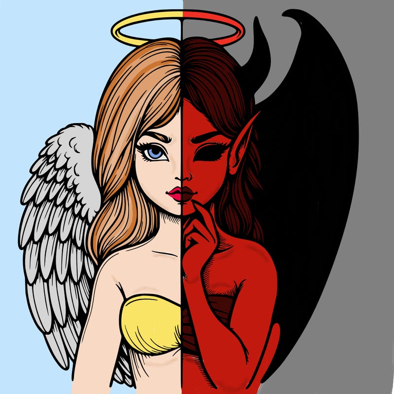 realistic angel half demon