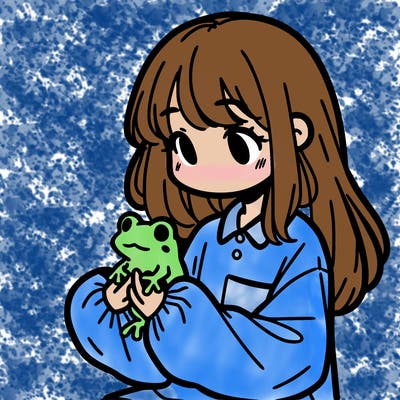 girl with long hair and a oversized shirt. and she is holding a frog