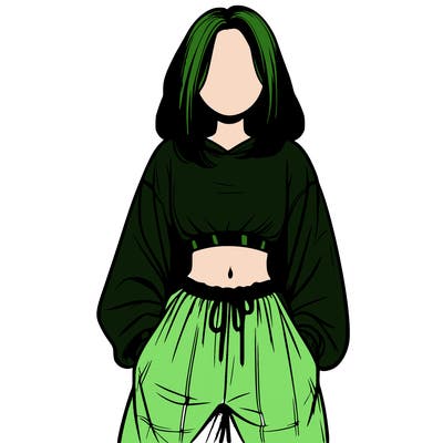realistic girl faceless with baggy pants and a crop top