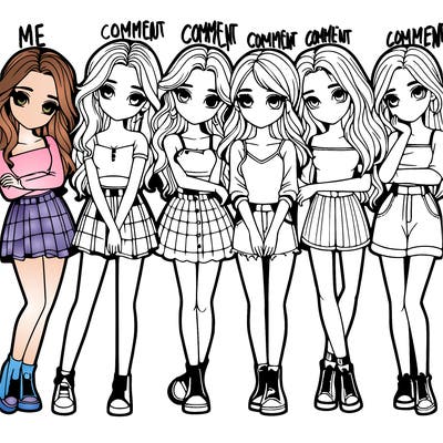 a group of girls realistic