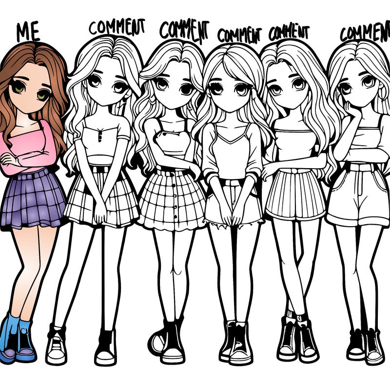 a group of girls realistic