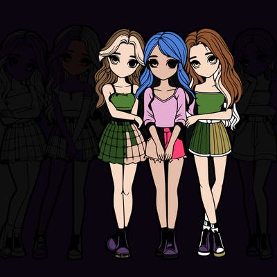 a group of girls realistic