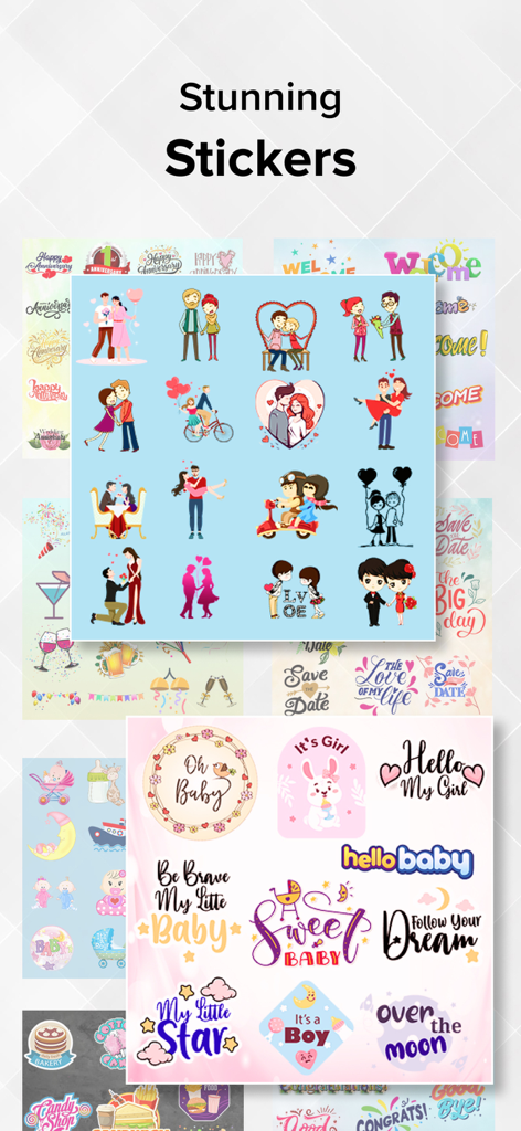 Invitation Maker : Invite Card - A collection of decorative stickers for wedding and baby shower invitations