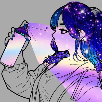 a realistic girl spray, painting